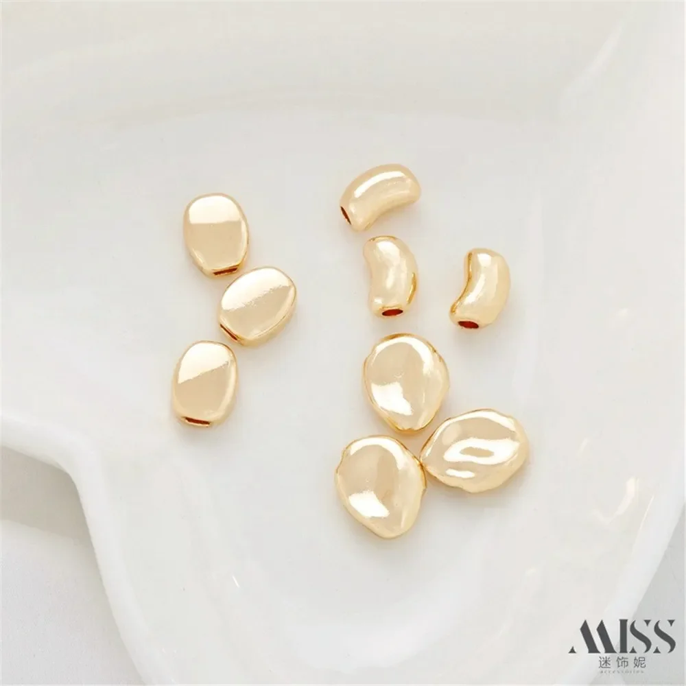 14K Gold Bag Color-preserving Smooth Baroque Special-shaped Petals Pea Fudou Bead Spacer DIY Bracelet Necklace Beaded Accessorie