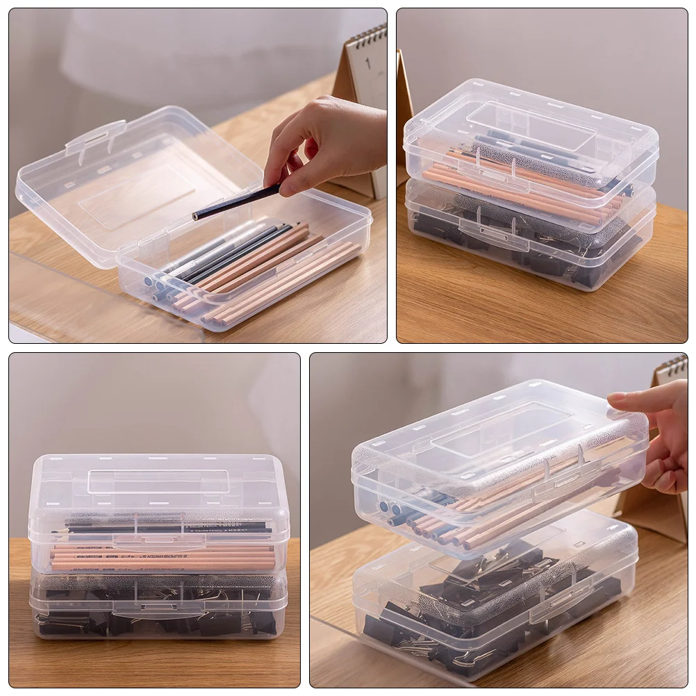 

Large Capacity Pencil Box Transparent Plastic Stationery Case Multi Functional Pen Storage Box Office Supplies ganizer Toy