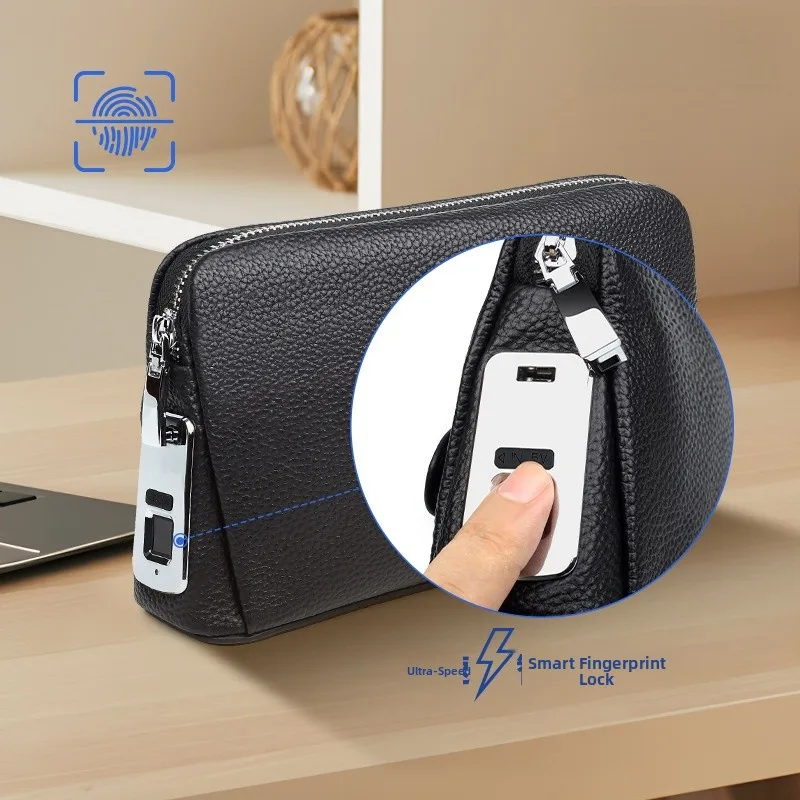 

Manpluton Genuine Leather Faionable Versatile Men's Clutch Bag Multi-Functional Busin Top Layer Cowhide Handbag