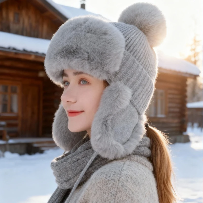 1 قطعة قبعات صغيرة محبوكة شتوية دافئة مع بوم بوم ، في الهواء الطلق يندبروف إضافة قبعة حماية الأذن الدافئة المترهل للرجال والنساء