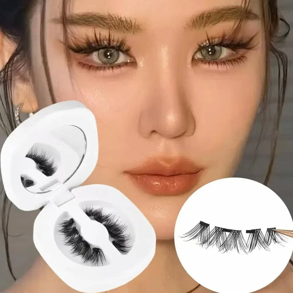 New Magnetic Eyelashes Reusable No Glue Needed False Eyelashes with Magnetic Tweezers Curly Faux Lashes Makeup