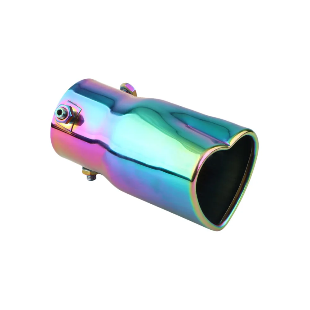 2.5 Inch Heart Shape Style Stainless Steel Colorful Exhaust Tips Muffler Tail Pipe Tube Modified Car Accessories