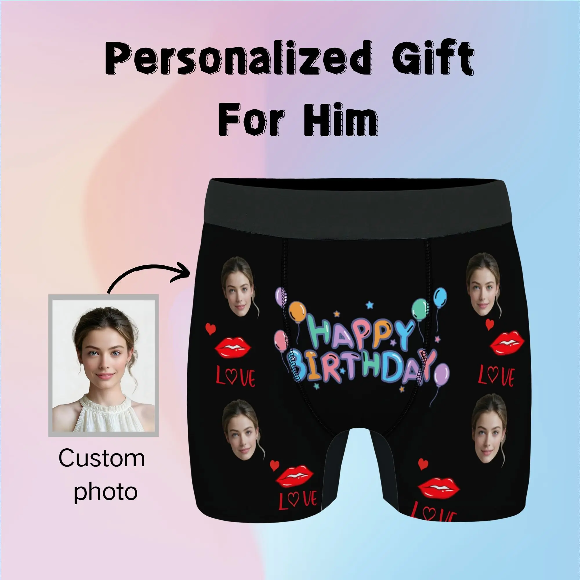 Personalized Face Photo Underwear Custom Boxer Briefs Custom Men Gift For Husband Birthday Anniversary Gift for Dad