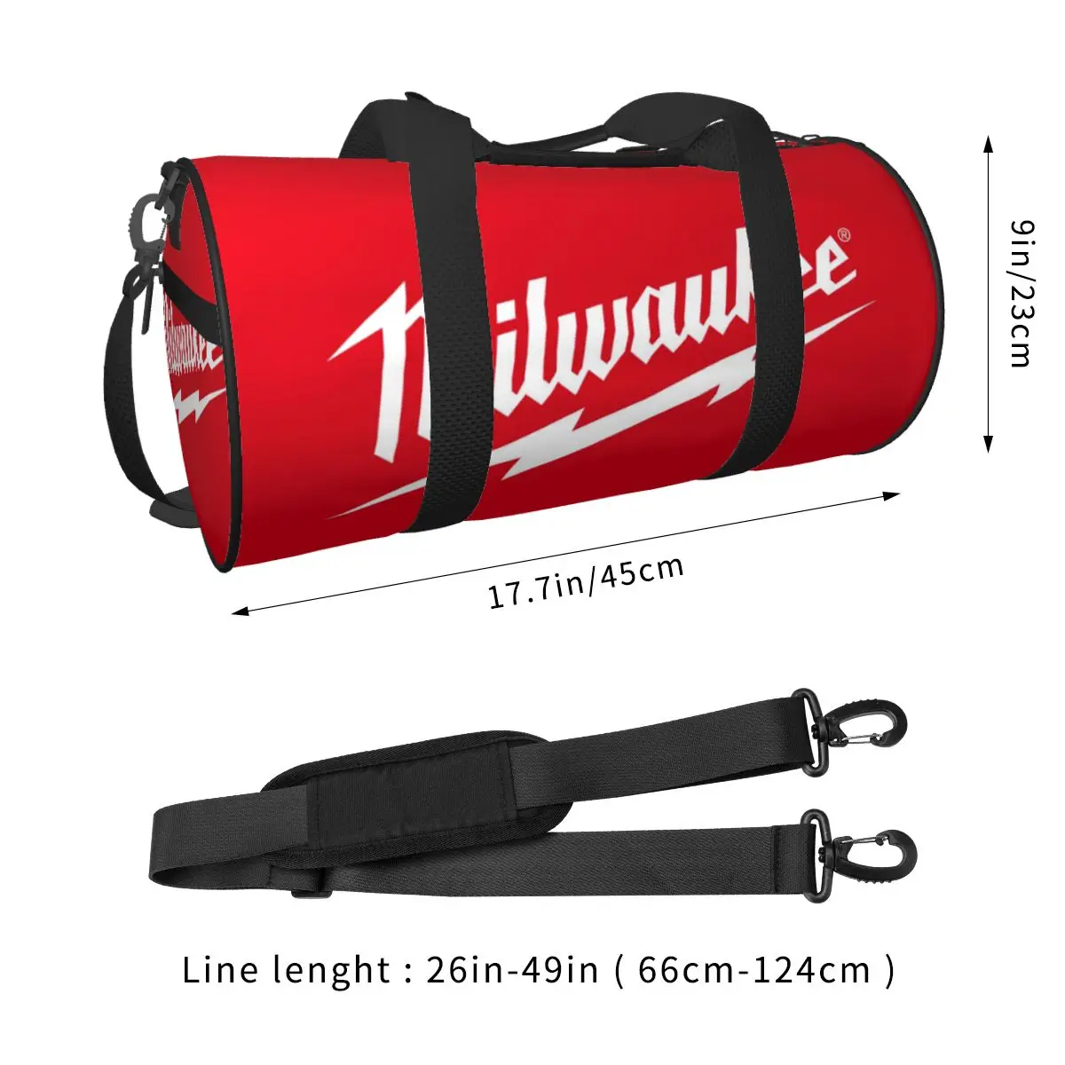 Popular W-milwaukeed Logo Round Large Capacity Travel Duffel Bag, Handheld travel bag, lightweight storage luggage bag