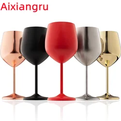 Wine Glass Cup 550ML,304 Stainless Steel Wine Glasses,18OZ Goblet Drum Type Drop Resistant Electroplate