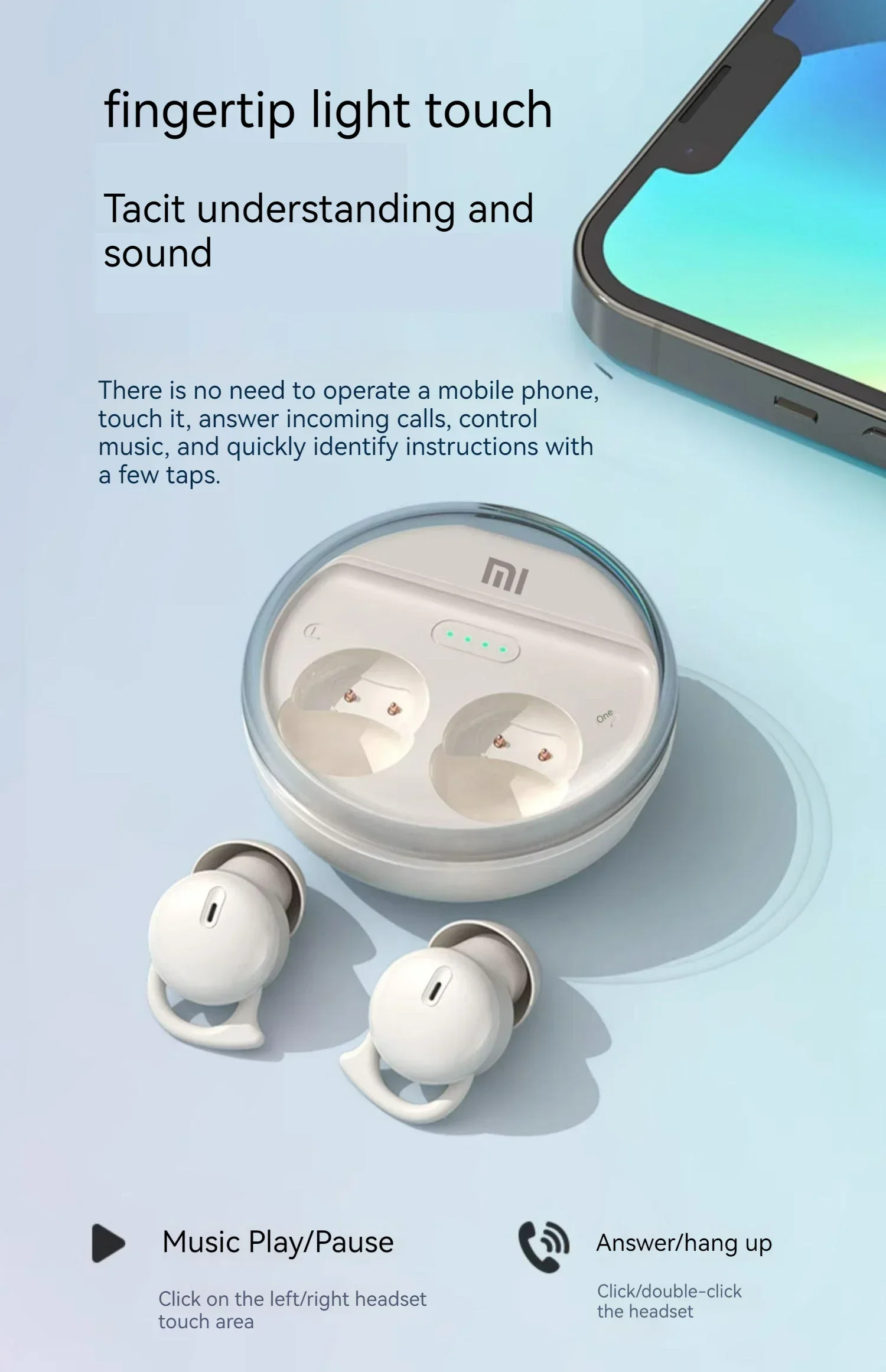 Xiaomi Q26 auriculares inalámbricos Bluetooth 5,3 auriculares para dormir Mini auriculares invisibles cómodos con cancelación de ruido