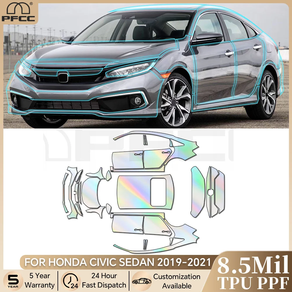 

For Honda Civic Sedan EX LX Touring Sport 2019-2021 Pre-cut PPF Bra 8.5Mil TPU Anti-scratch Paint Protection Film Car Body Cover