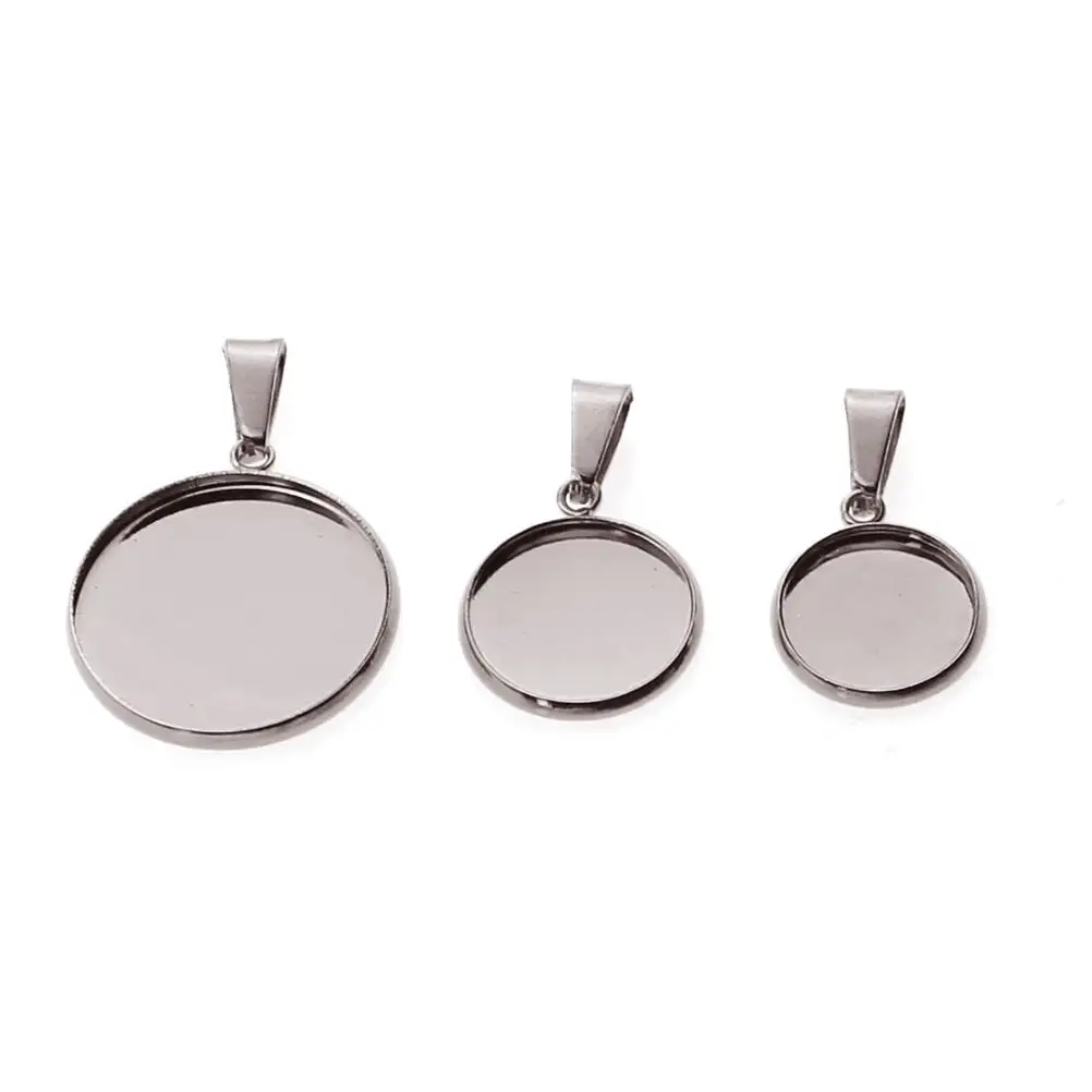 

20 Pcs Stainless Steel Pendant Trays Necklace Making Jewelry Craft Kits Earrings Charms Accessories Round Base
