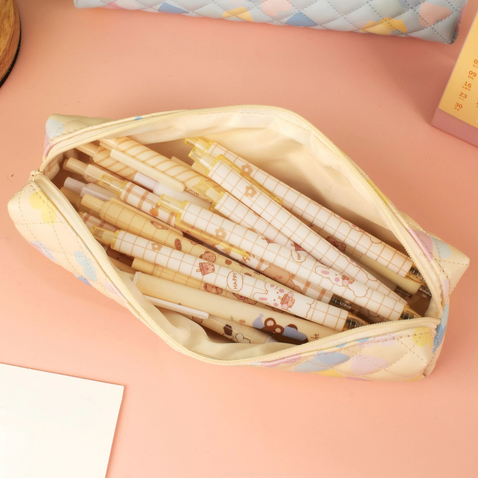 Candy color Love Pencil Case PU sponge durable Pen Case Kawaii Stationery Large Capacity Pencilcase School Supplies Pencil Pouch