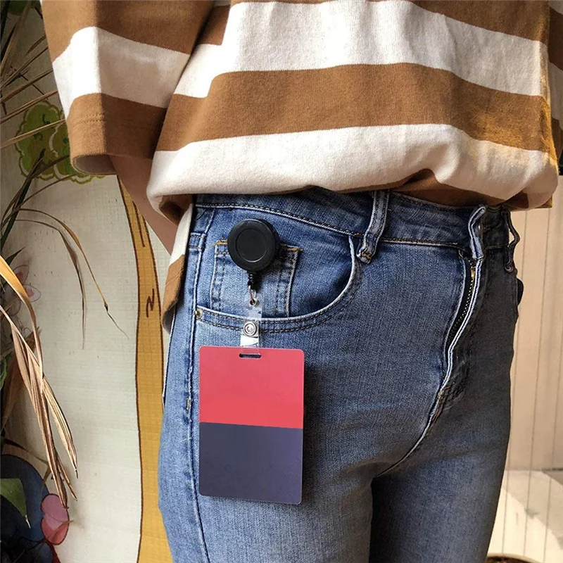 2แพ็ค-ม้วนเก็บได้ป้ายชื่อพร้อมคลิปจระเข้หมุนได้ (สีดำ)