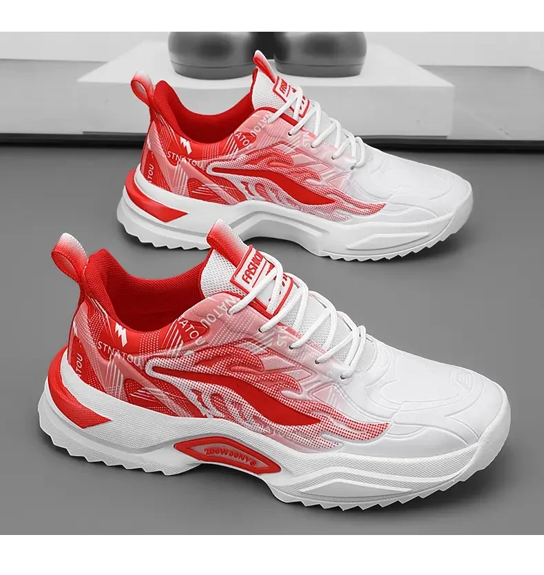 

Mens Red Casual Shoes Trainer Race Sports Shoes Fashion Running Shoes For Men Non-Slip Cushioning Male Lightweight Slow Sneakers