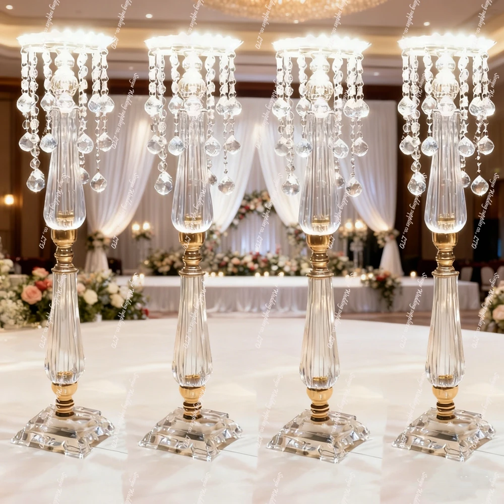 

60-90 см6/10 шт. акриловая ваза с подсветкой, центральный декор свадебного стола, романтический держатель канделябры для приема, вечеринки, декора