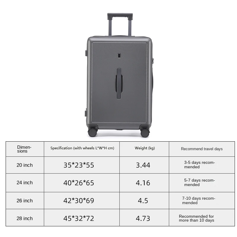 Koper pria trendi, koper kapasitas besar 28 inci, kunci TSA, roda Universal 20 ", kotak asrama, Multi fungsi, PC, ringan