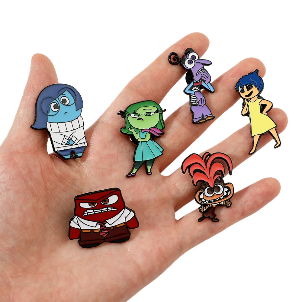 Disney Inside Out Metal Badge Cute Anime Enamel Pins Backpack Shirt Hat Pines Accessories for Friends Christmas Gifts