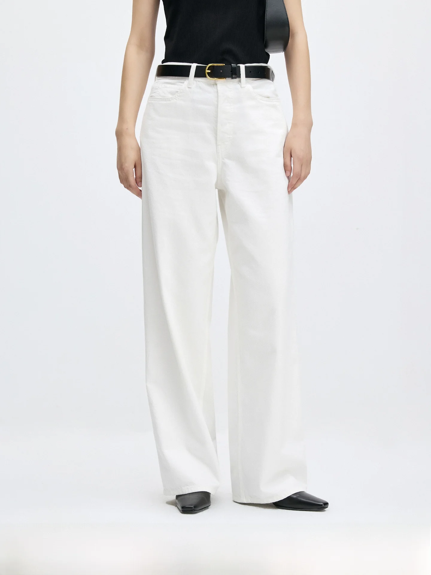 

High Waist Straight Leg Cotton Denim Pants Women's Wide Fit Classic Blue Jeans Simple Sle Casual Long Trousers