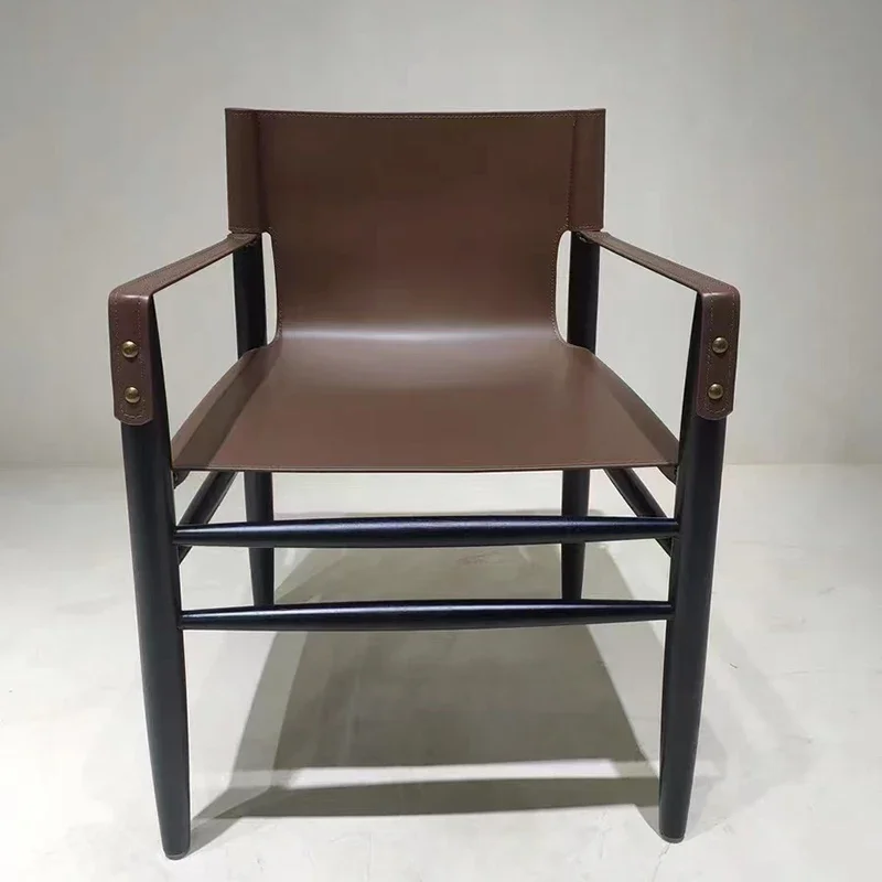 All Solid Wood Saddle Chair Black Modern Elegant Dining Room Chairs Vintage Furniture Garden Lightweight Luxury Outdoor Pink