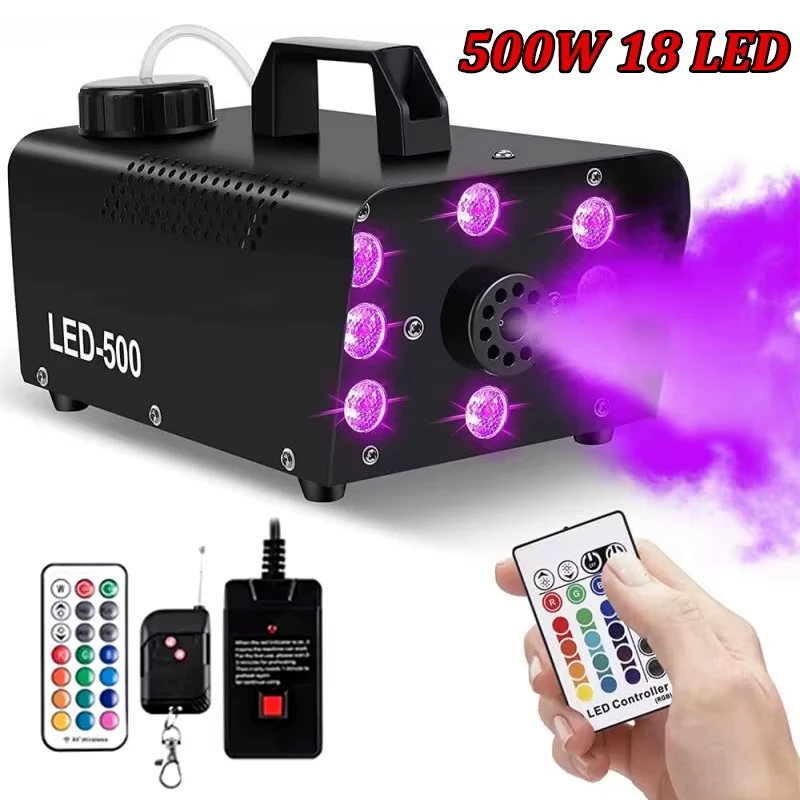 

8/18 Leds Disco Colorful Smoke Machine 500W RGB distance Fogger Ejector Dj Christmas Wedding Party Stage Light Effects