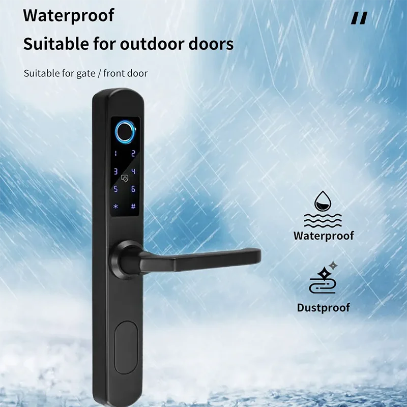 IP66 Waterproof 304 stainless steel Smart door lock Slim Long Short handle Fingerprint Code Smart Grill Sliding UPVC Door Lock