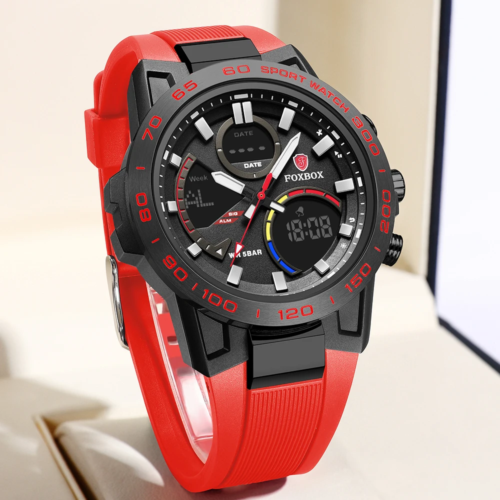 LIGE Top Luxury Watches Men Dual Display Watch Waterproof Mens Sport Wristwatch Men Military Clock Male Stopwatch Relojes hombre