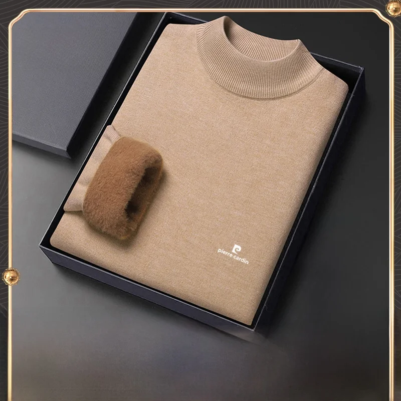 

Pierre Cardin Men's Knitted Sweater Inteated Fce f High Collar Warm Base Layer Winter Faion Busin Casual Long Sl...