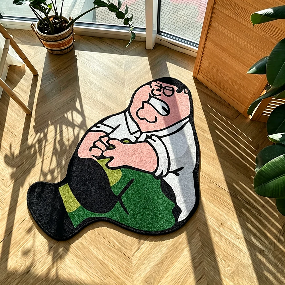 Lustiger Cartoon-Charakter-Teppich in unregelmäßiger Form, Heimdekoration, Schlafzimmer, Bettvorleger, weicher, bequemer Teppich, waschbar, leicht zu reinigen