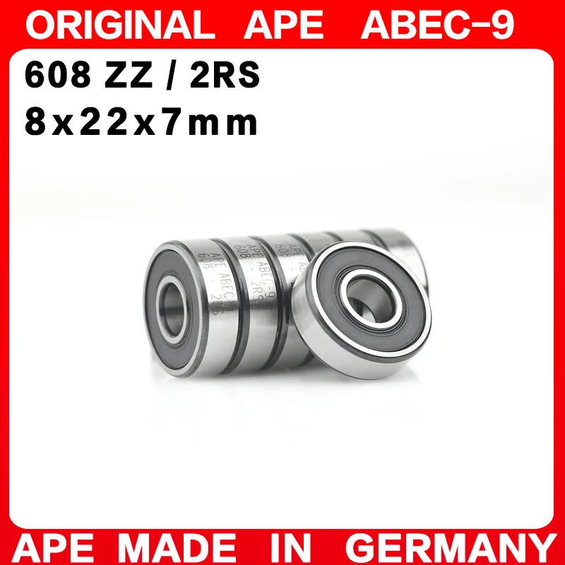 Rodamientos de Bolas de Precisión en Miniatura Alemanes ABEC-9 608-2RS 608ZZ 8x22x7 608RS 608 ZZ 2RS Z RS LB LU - 2Z (10-100 Unidades)