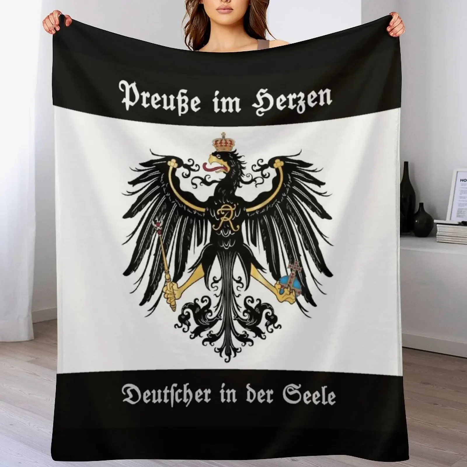 

Prussian in heart - German in soul Throw Blanket Beautifuls Luxury Designer Flannels funny gift Blankets