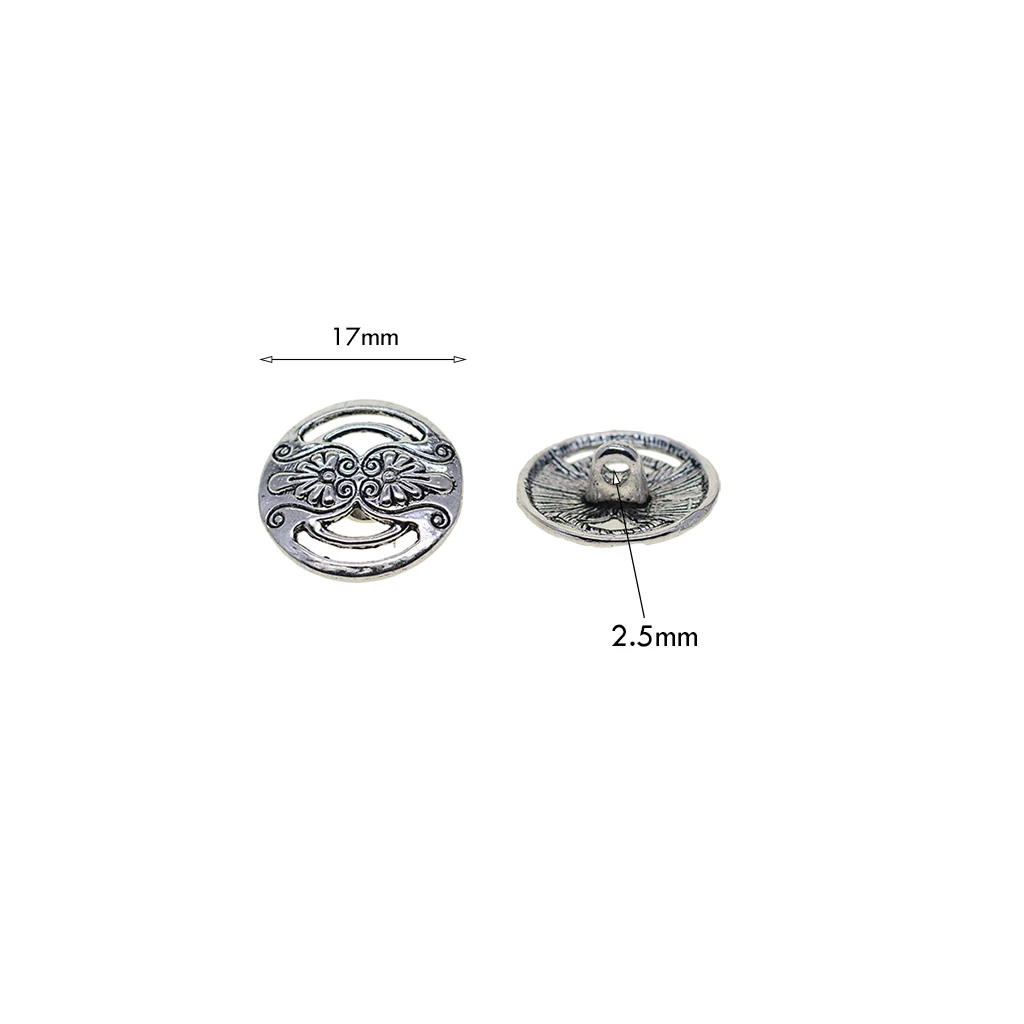 30 Pcs  vintage silver 17mm 0.7inch classic flower  Garment Clothing Fastening Sewing 1-hole Buttons Jewelry DIY