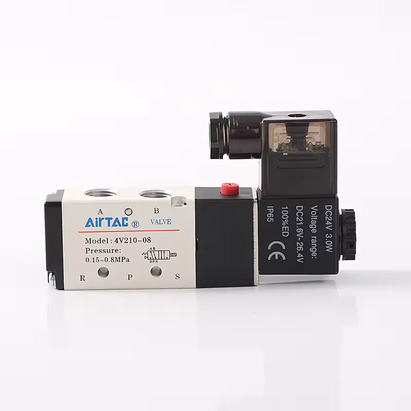 AIRTAC- 4v210-08 Solenoid Valve 220v Two-Position Five-Way Reversing Valve 24v Coil Cylinder