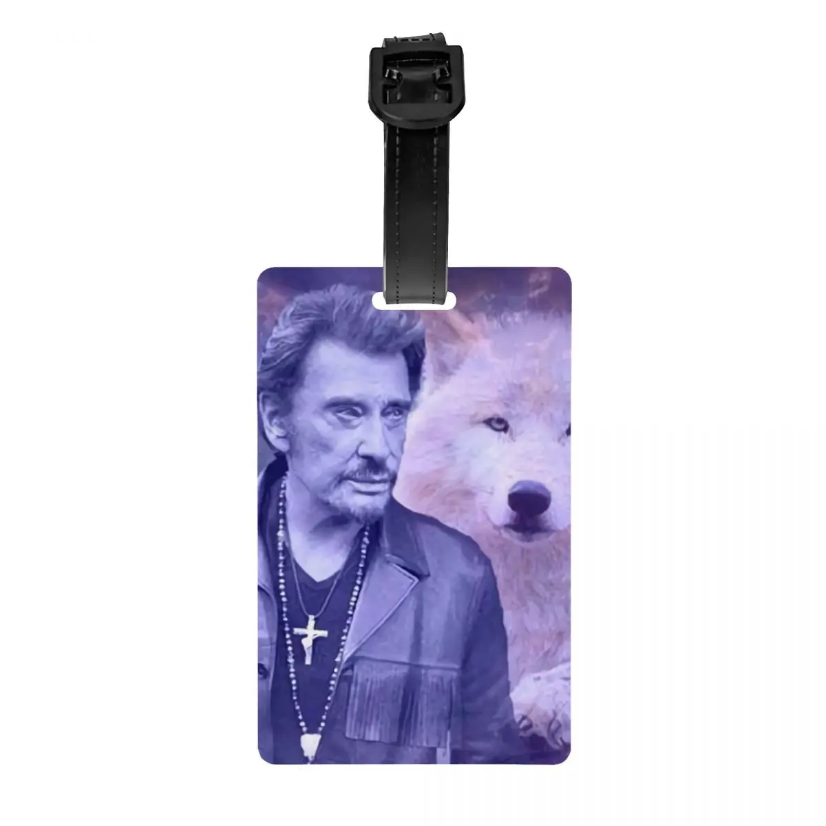 

Custom Johnny Hallyday Luggage Tag With Name Card French Singer Rock Music Privacy Cover ID Label for Travel Bag Suitcase