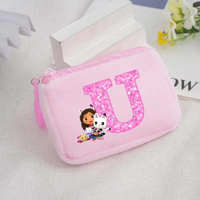 Gabby Dollhouse Wallet Cartoon Cute Pop New Coin Zipper Wallets Fashion New Pink Plush Headphone Storage Bag Birthday Gift Hot