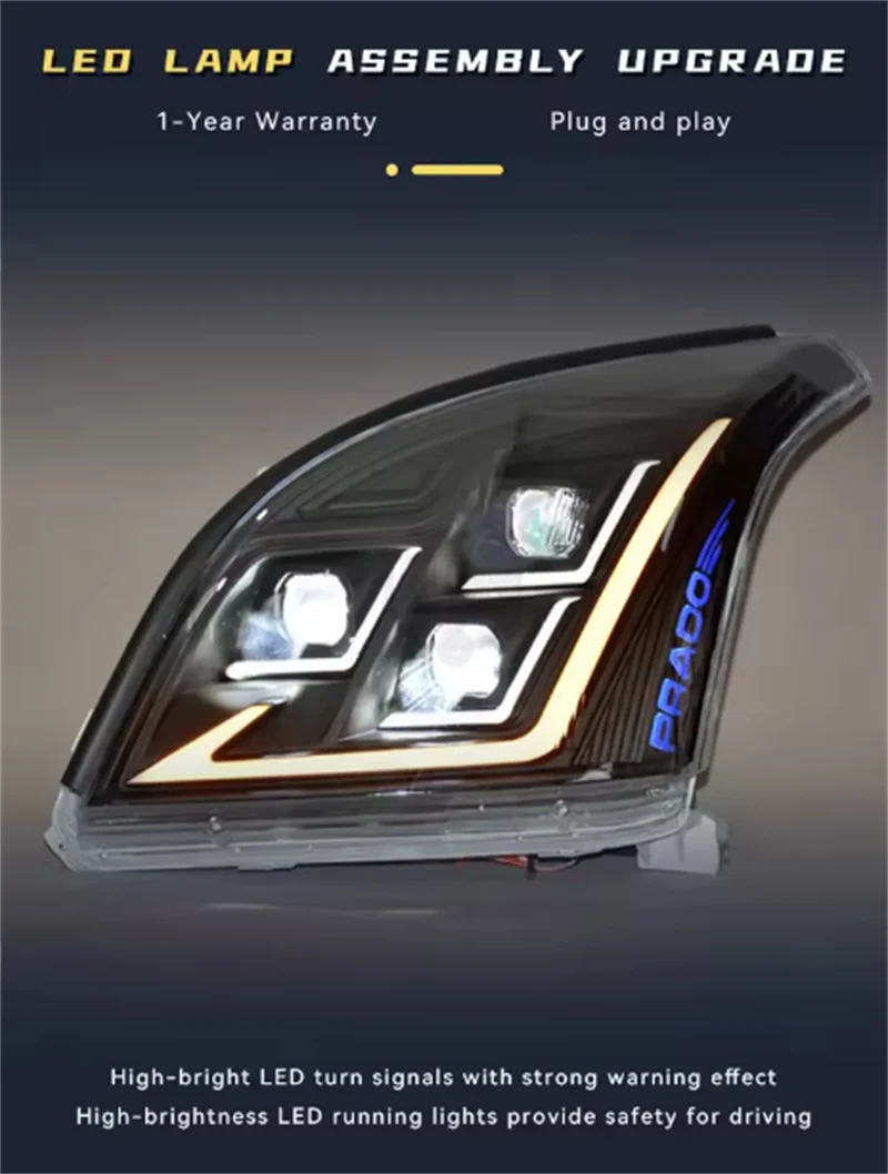 

Head Lamp for TOYOTA Prado LC120 FJ120 (2003-2009) | Modified LED Headlight Assembly | Dynamic Flowing Running/Turning Lights
