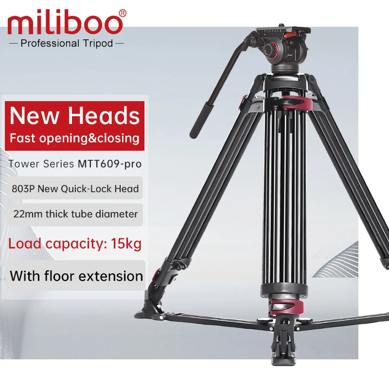 milibooMTT609pro Professional tripod stand with New upgraded quick lock head tripode camara fotográfica tripode para móvil삼각대