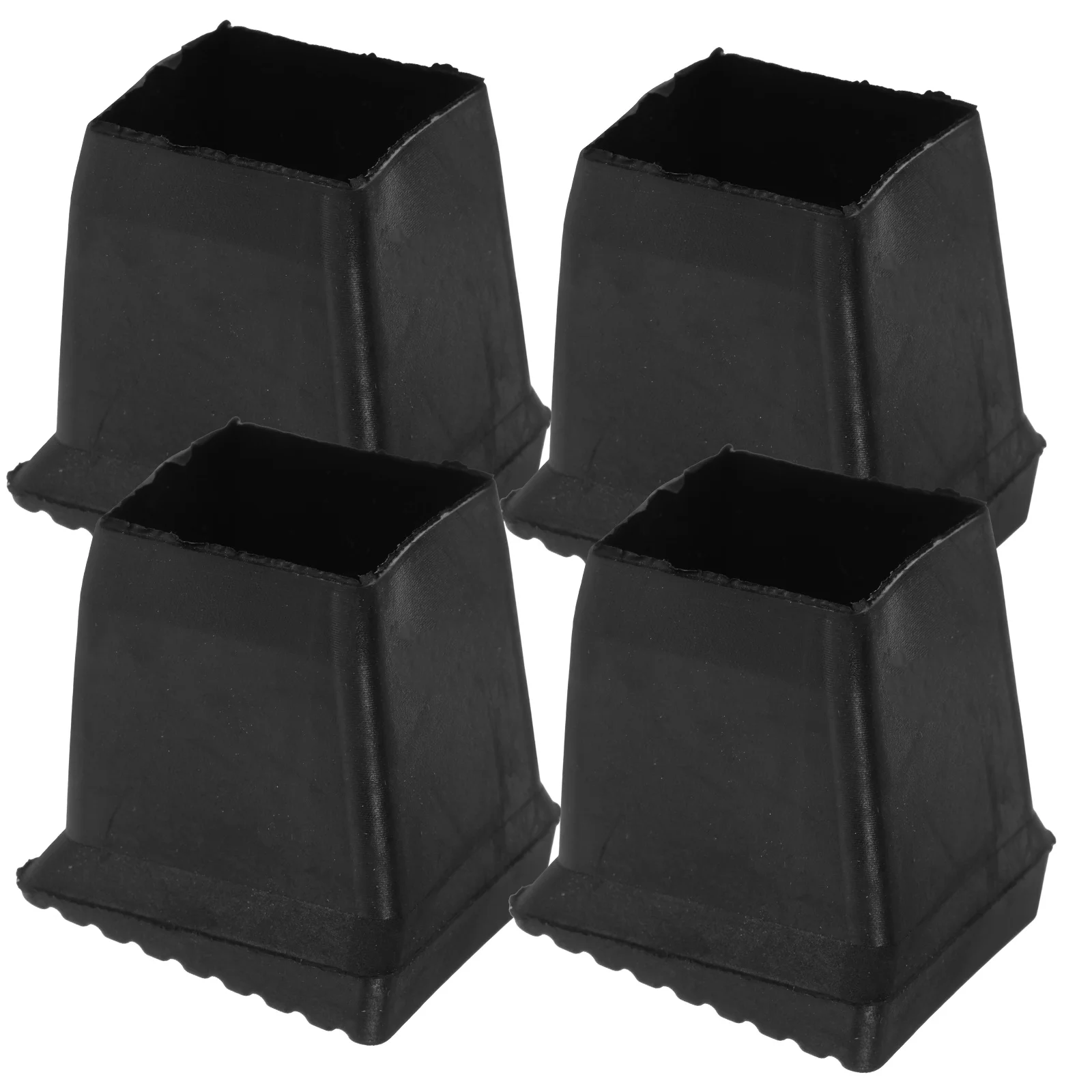 

4pcs Anti-slip Ladder Feet Covers Thick Durable Silicone Floor Protectors Black Square Extension Pads For Tiles Carpets