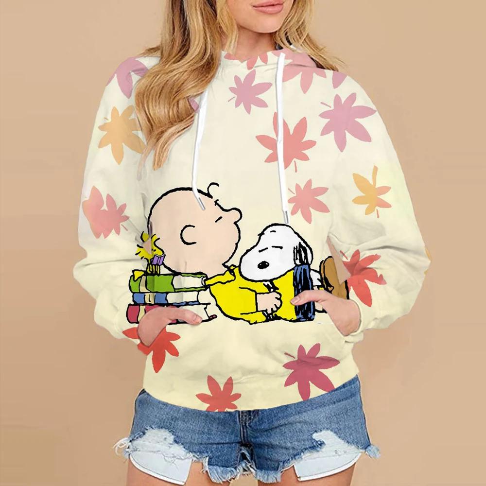 Autumn Winter Commuter Women Casual Snoopy cartoon print Round Neck Pullover Loose Long Sleeve Hoodie Women\'s Top