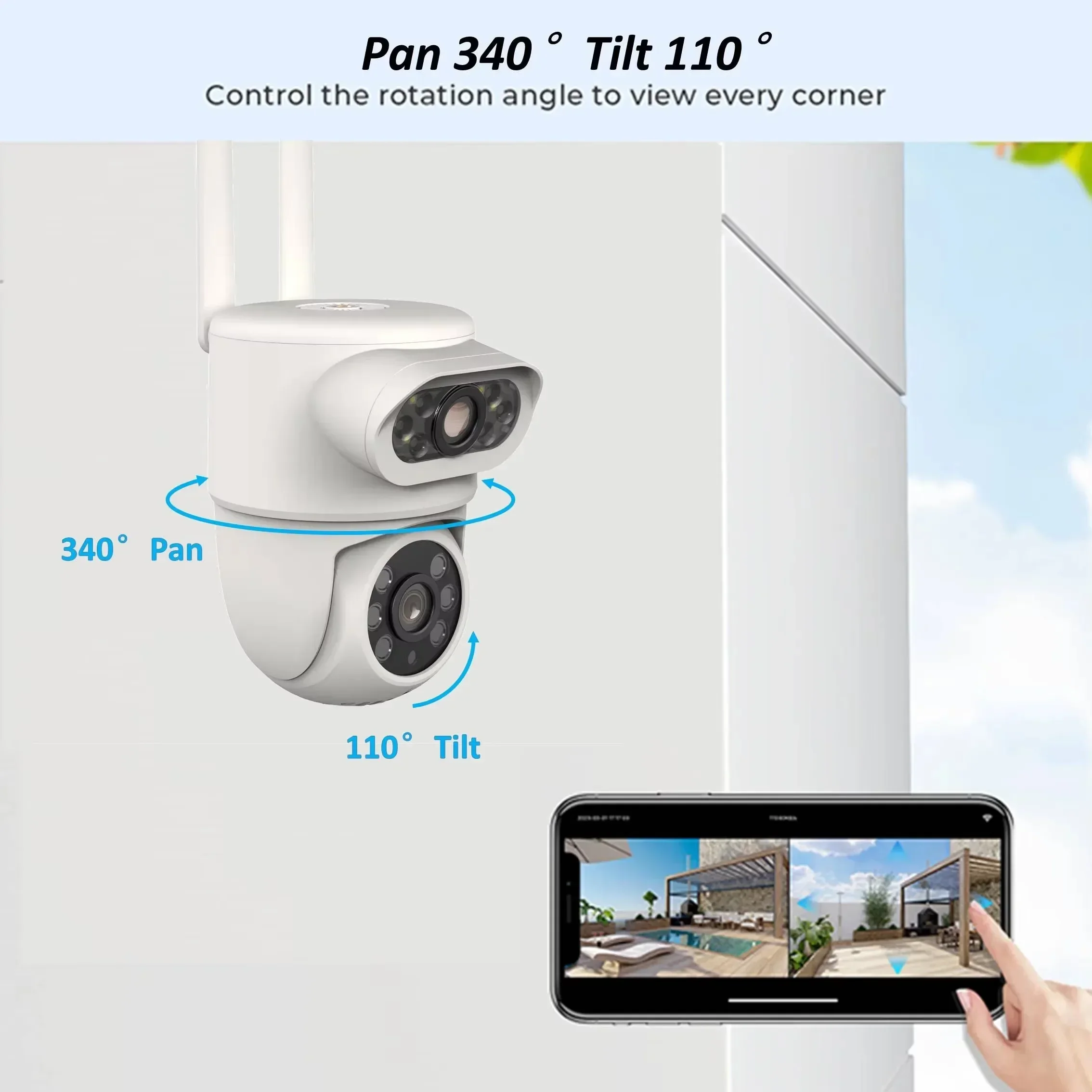 5K 10MP Tuya WiFi IP Camera Outdoor Dual Screens Smartlife Video Surveillance Security Protection Alexa PTZ Surveillance