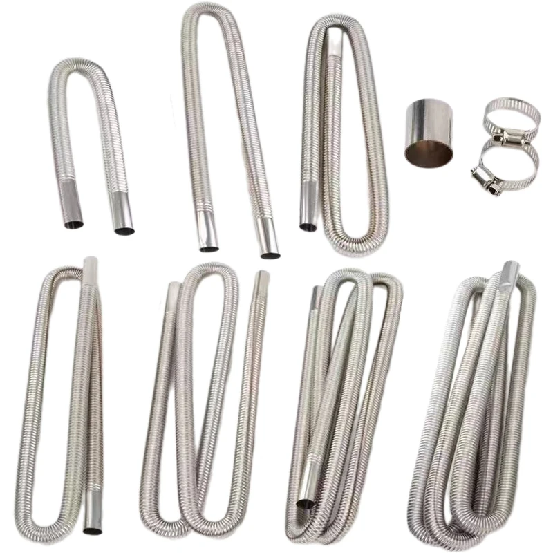 1Pc 60-300cm Car Air Diesel Parking Heater Stainless Steel Spiral Exhaust Pipe Gas Vent Hose Tailpipe Automobile Accessories