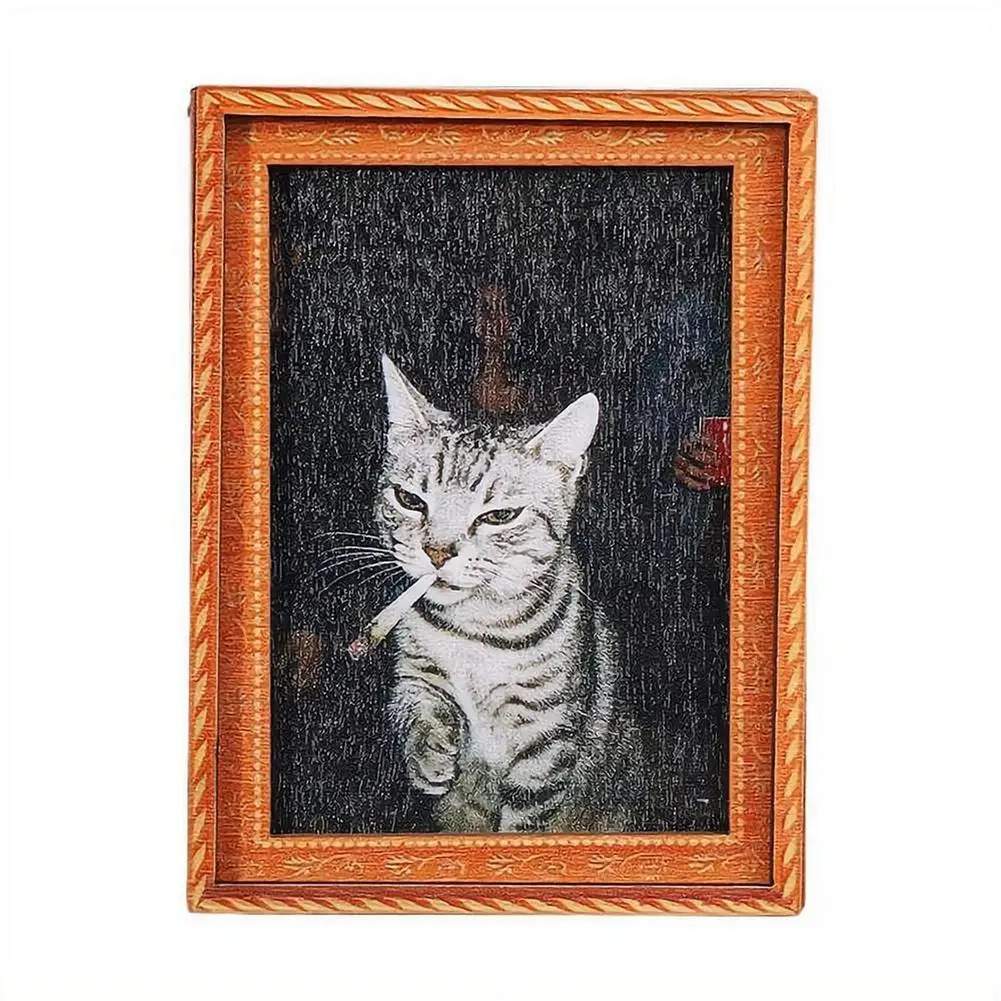 Lustiger rauchender Katzen-Kühlschrankmagnet, Vintage Holz-Fotorahmen Magnetsticker, 3D Kühlschrankmagnet Heim- und Raumdekoration Geschenk – Detail 1