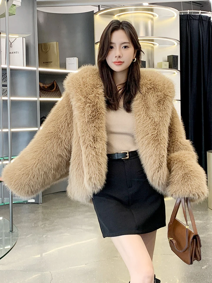 女性用フード付きフェイクファーコート,ぬいぐるみジャケット,長袖,緑