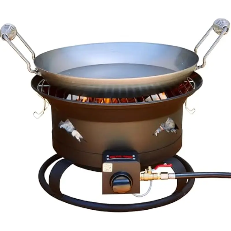 4-in-1 propane-powered outdoor cooking system grill wok pizza oven fire pit portable compact for camping overlanding RV vanlife