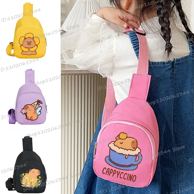 

Нагрудная сумка для детей, коллекция мультфильмов «Капибара», дорожная повседневная сумка через плечо для мальчиков и девочек, кошелек для монет, сумка для мобильного телефона