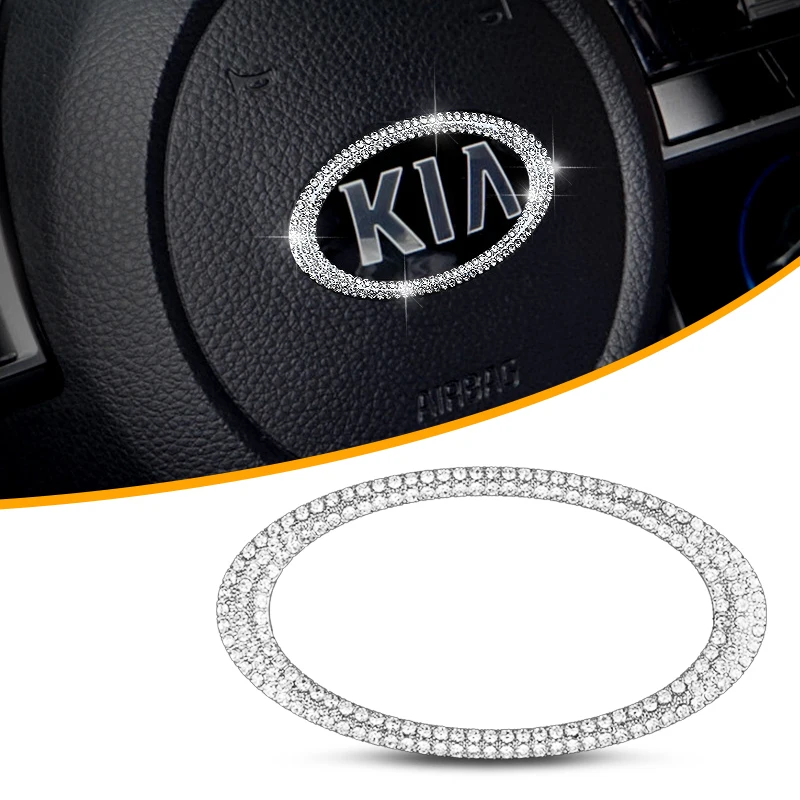 Crystal Diamond Car Steering Wheel Emblem Sticker For Kia K2 K3 K5 KX RIO 5 Sportage Ceed Forte Sorento Cerato Soul Venga Optima