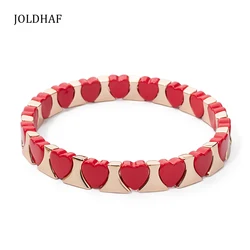 2023 New Design Gold Color Heart Shape Bracelets Handmade Colorful Charms Boho Elastic Love Bangle For Women Couple Jewelry
