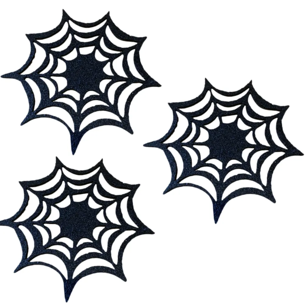 8Pcs Spider Web Coasters Halloween Placemat Non Woven Anti Slip High Temperature Table Coasters Decorative Halloween Party