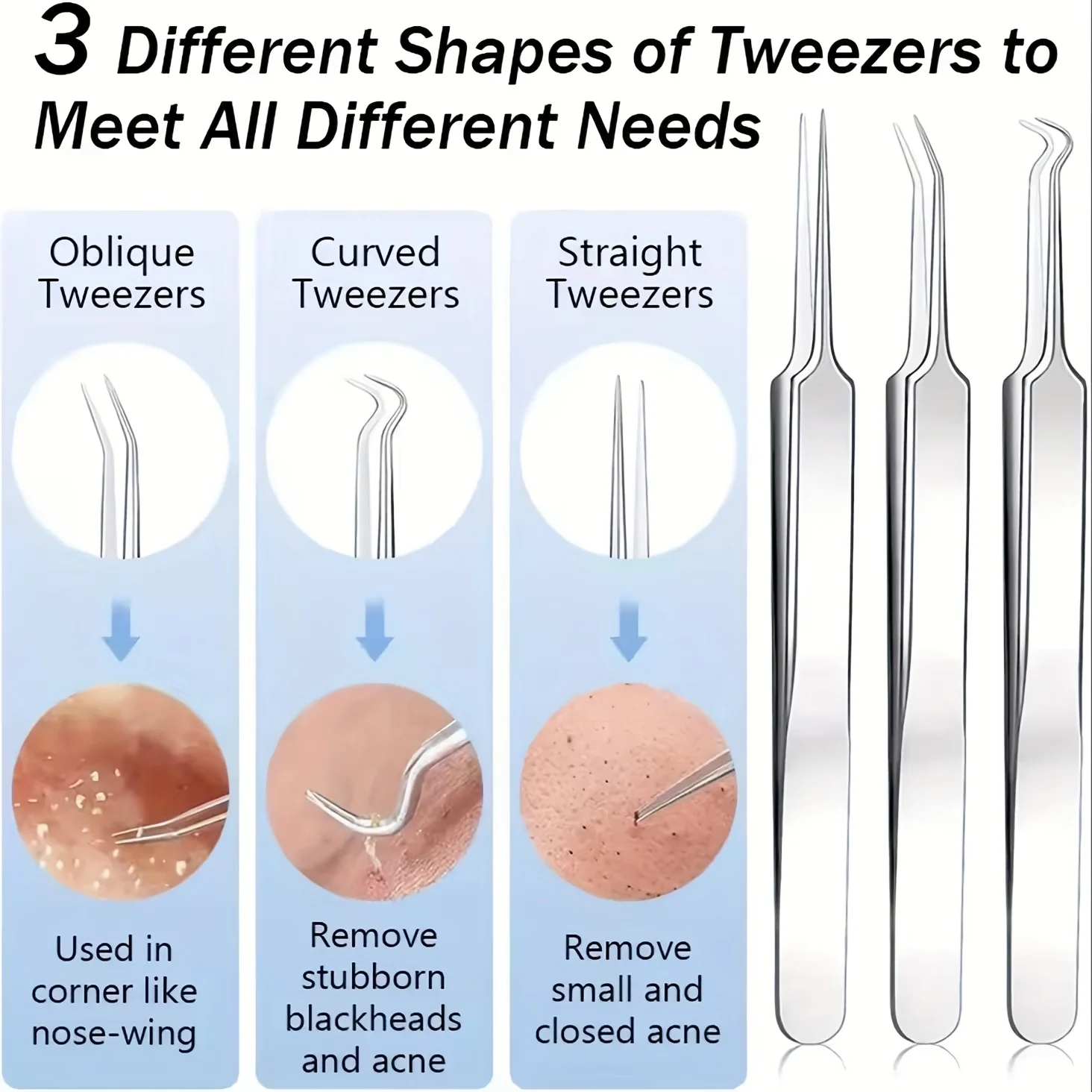Ensemble d'aiguilles 8 pièces, pince cellulaire, élimination des points noirs, pincettes Ultra-fines, Salon de beauté professionnel, aiguille de haute précision