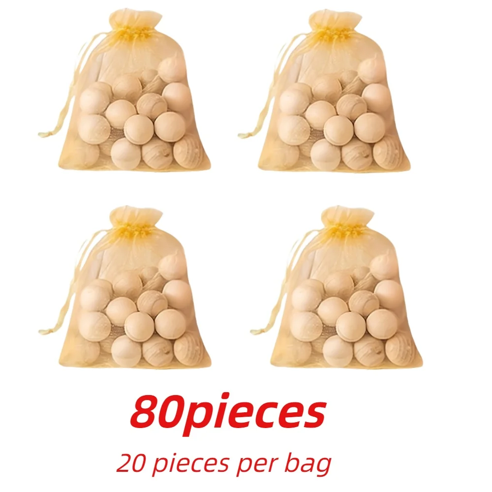 Bolas de alcanfor de cedro de 80 piezas, desodorante para armario, a prueba de moho y a prueba de insectos, bolas de polilla naturales, bolas desodorantes