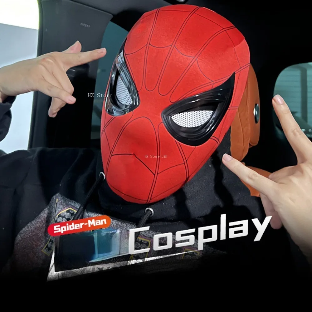 หน้ากากสไปเดอร์แมนของเล่น พร้อมดวงตาขยับได้และไฟ LED ควบคุมด้วยวงแหวน ของเล่นหน้ากากคอสเพลย์สไปเดอร์แมนสำหรับแฟนๆ ของขวัญวันเกิด