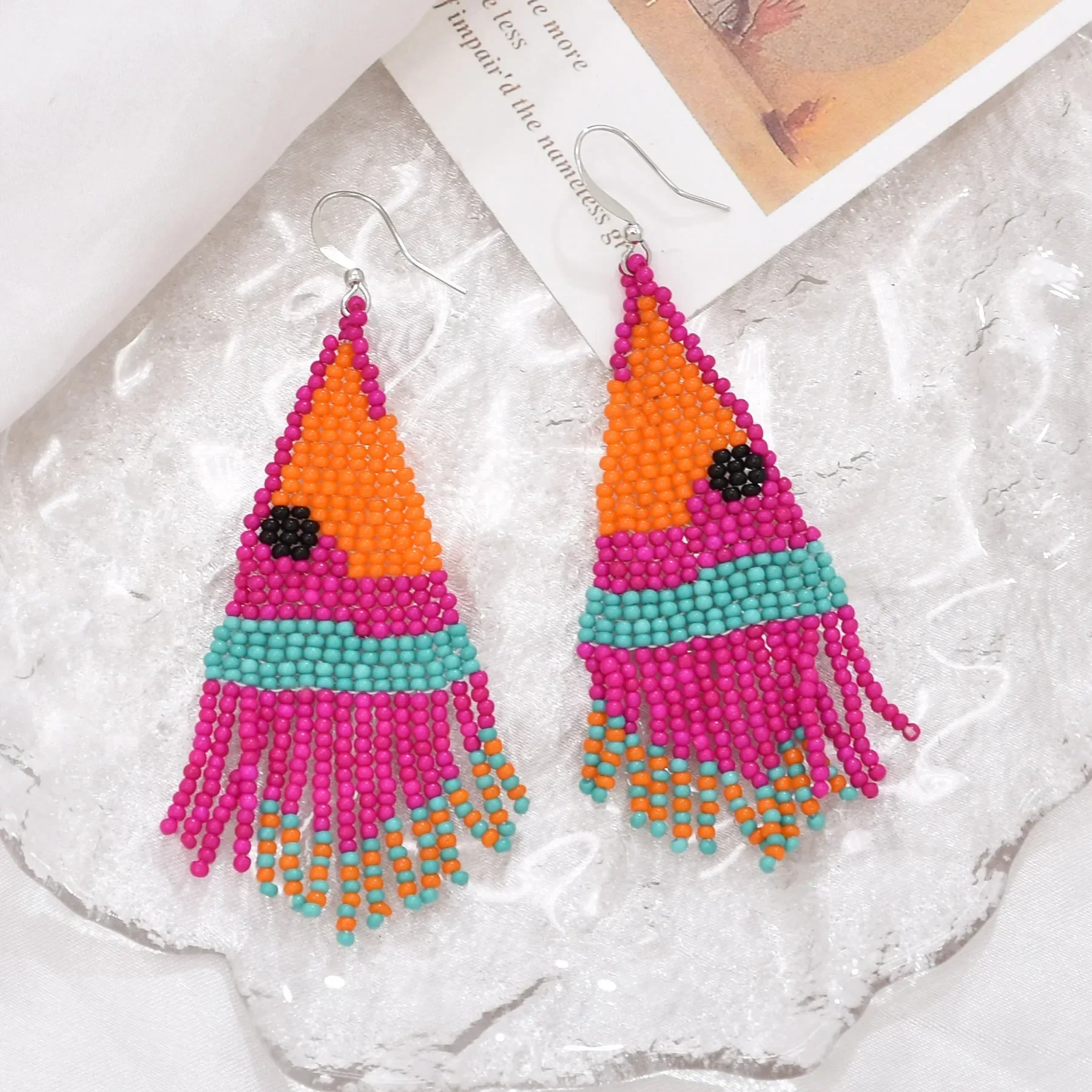 

Rice bead earrings Tassel View Female Chroma Originality Design Hand knitting Bohemia Alloy Fashion Simple Beaded earrings