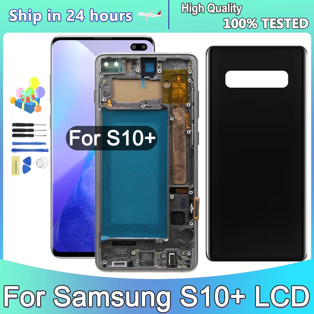 

TFT For Samsung S10 Plus S10+ G975 G975F SM-G975U SM-G975W LCD Display Touch Screen Digitizer Repair Parts With Frame