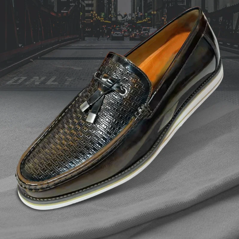 

High-end genuine leather loafers, top layer cowhide shoes, casual and versatile set shoes, single shoes, black trendy shoes x2